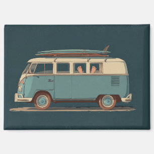 Aimant Van vintage surf - Conception rétro de camping-car