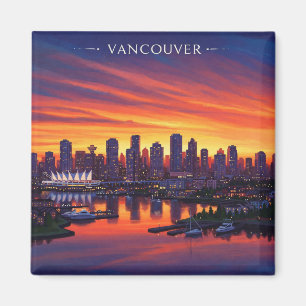 Aimant Vancouver Skyline Canada Sunset Travel