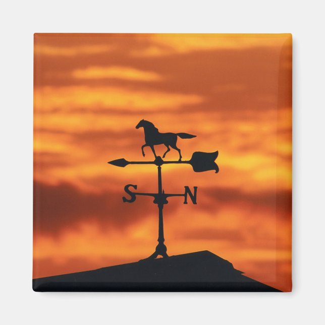 Aimant Vanne météorologique au coucher du soleil (Devant)