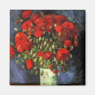 Aimant Vase aux coquelicots rouges de Vincent van Gogh