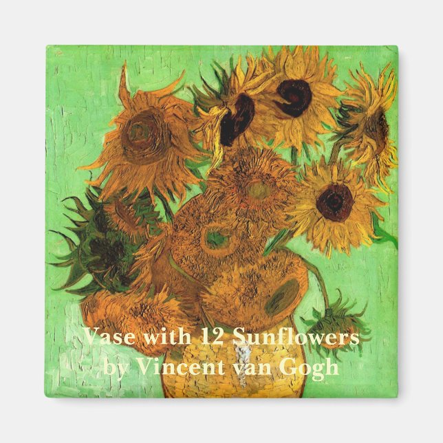 Aimant Vase avec douze tournesols par Vincent van Gogh (Devant)
