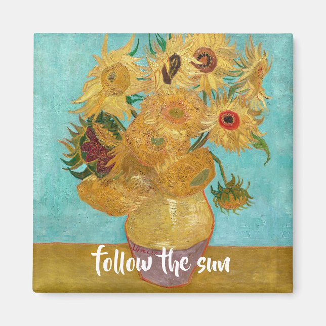 Aimant Vase avec douze tournesols par Vincent Van Gogh (Devant)