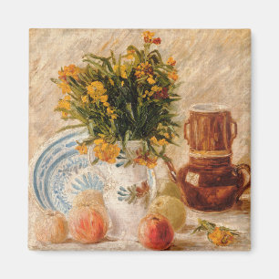 Aimant Vase avec Fleurs, Café et Fruit, van Gogh