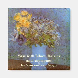 Aimant Vase avec Lilacs et marguerites par Vincent van Go