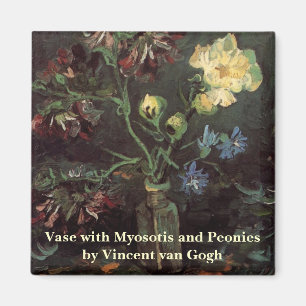 Aimant Vase avec myosotis et pivoines de Vincent van Gogh