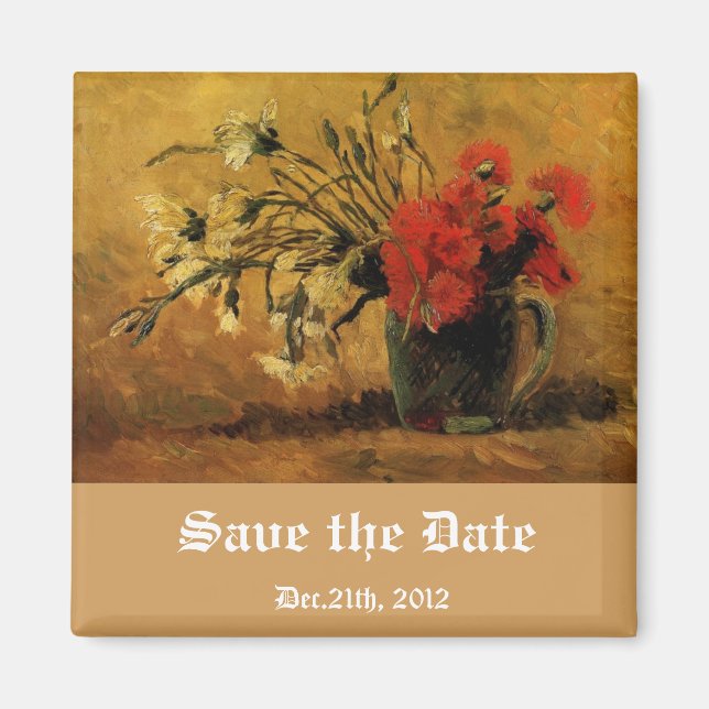 Aimant vase avec oeillets rouges et blancs, enregistrer l (Devant)