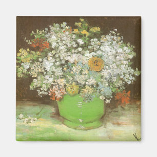 Aimant Vase avec Zinnias et Fleurs par Vincent van Gogh
