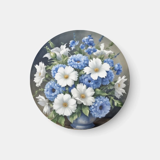 Aimant Vase de fleurs aquarelle élégant (Devant)