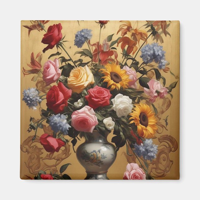 Aimant Vase de fleurs vintage (Devant)