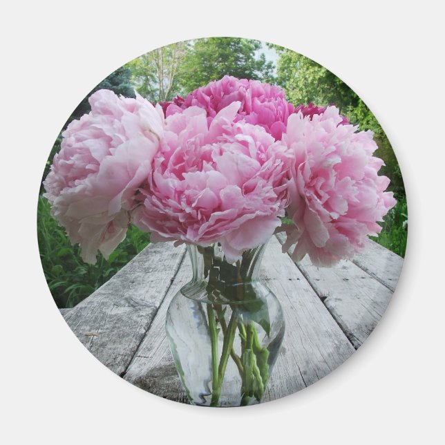 Aimant Vase des pivoines roses (Devant)