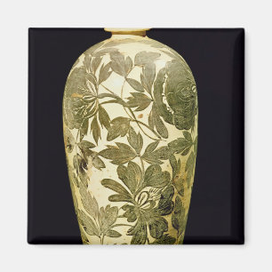 Aimant Vase Mei P'ing à la décoration florale noire