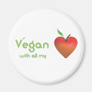 Aimant Vegan avec tout mon coeur (coeur de pomme rouge)