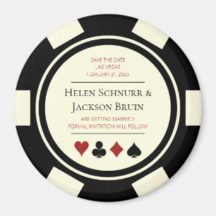Aimant Vegas Wedding Enregistrer La Date Poker Chip Black