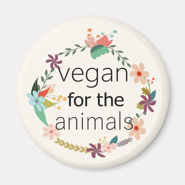 Aimant Végétan pour les animaux design floral (Devant)