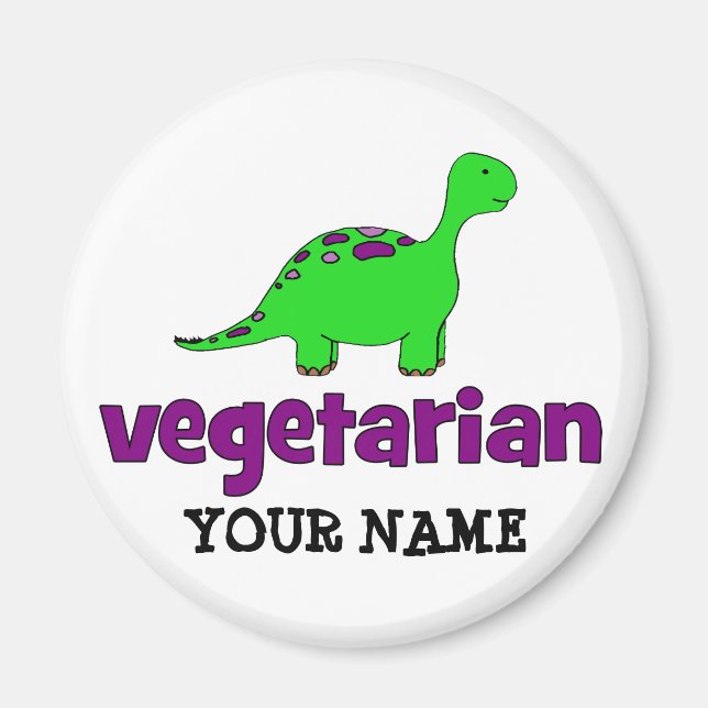 Aimant Végétarien - Dinosaur Design (Devant)