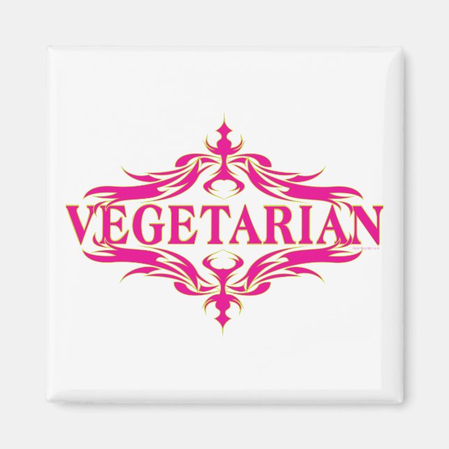 Aimant Végétarien rose (Devant)