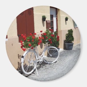 Aimant Vélo Plein De Fleurs De Géranium Rouge