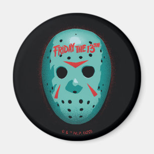 Aimant Vendredi 13   Graphique de masque de hockey bleu