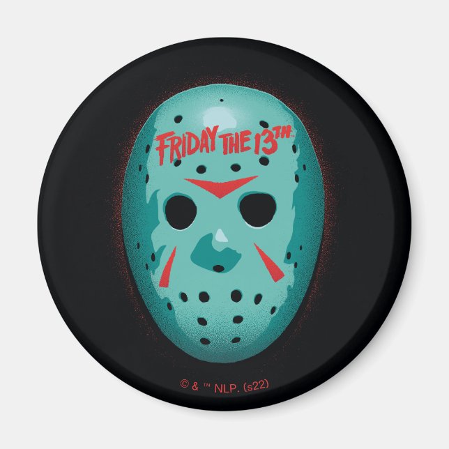 Aimant Vendredi 13 | Graphique de masque de hockey bleu (Devant)