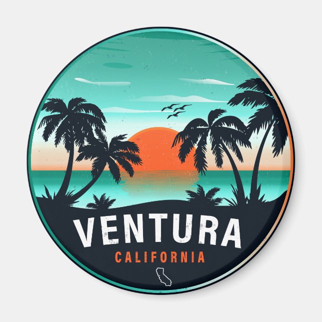 Aimant Ventura California Retro Sunset Tropical Souvenirs (Devant)