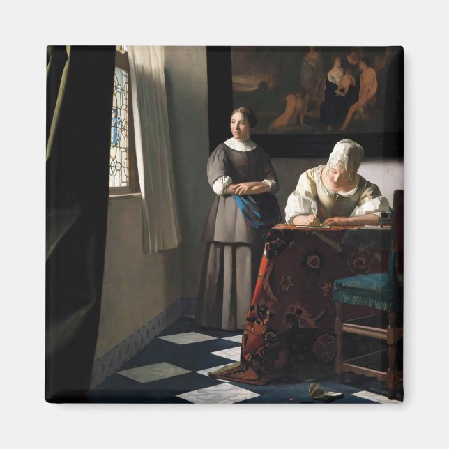 Aimant Vermeer - Lady Écrire une lettre avec sa bonne (Devant)