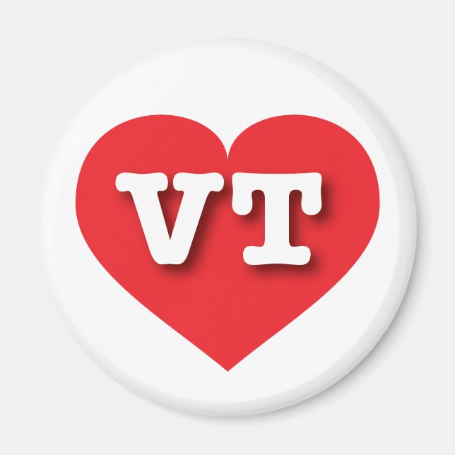 Aimant Vermont Red Heart - J'aime VT (Devant)