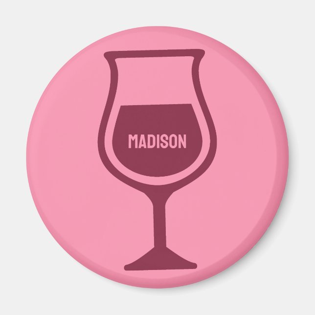 Aimant Verre à vin de nom personnalisé (Devant)