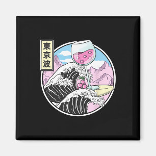 Aimant Verre à vin de surf sur la vague de Kanagawa Kawai