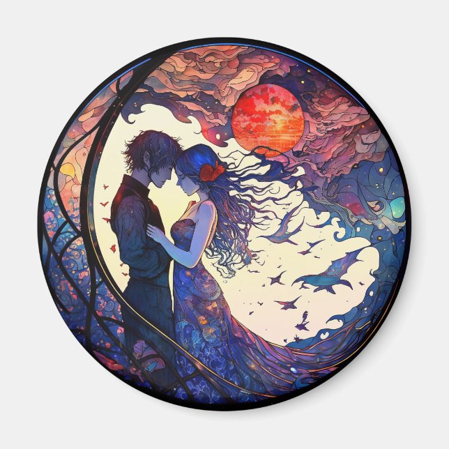 Aimant Verre Coloré Faux Couple (Devant)