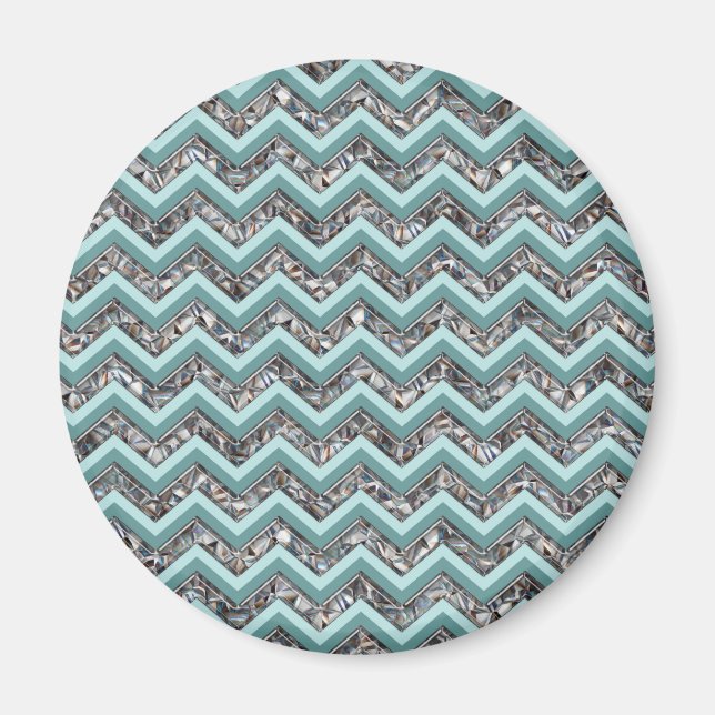 Aimant Verre coupé foncé et Zigzag Turquoise (Devant)