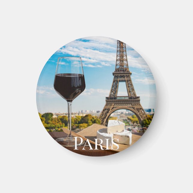 Aimant Verre de vin au brie sur la tour Eiffel (Devant)