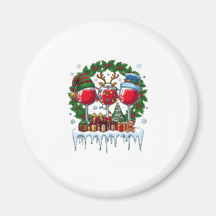 Aimant Verres à vin rouge de Noël Couronne de houx Bonhom