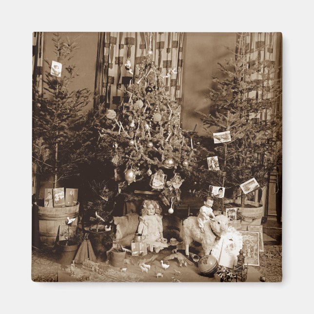 Aimant Vers 1900 Arbre de Noël et jouets magnétiques (Devant)