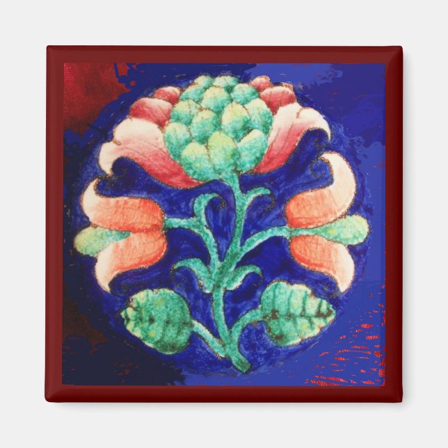 AIMANT VERT ROSE BLEU FLORAL (Devant)