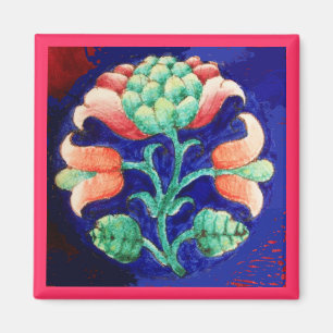 AIMANT VERT ROSE BLEU FLORAL