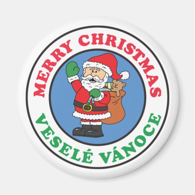Aimant Vesele Vanoce Joyeux Noël Père Noël Tchèque (Devant)