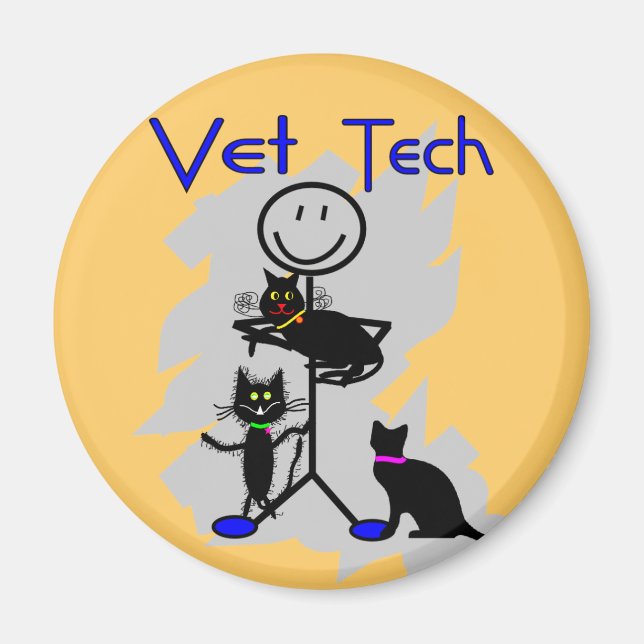 Aimant Vet Tech Stick Personne Avec Chats Noirs (Devant)
