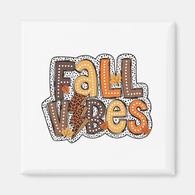 Aimant Vibes Automne Feuilles Citrouille Épice Thanksgivi (Devant)