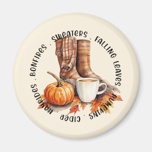 Aimant Vibes D'Automne Cosy - Bottes, Épices Citrouilles,
