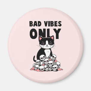 Aimant Vibes incorrectes uniquement - Chat et crânes
