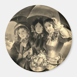 Aimant Victorian fille parapluie pluie victorienne femme