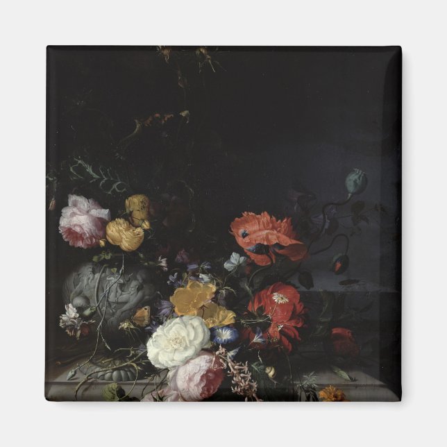 Aimant Vie morte avec fleurs et insectes (Devant)