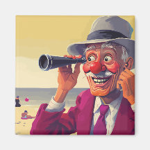 Vieil Homme avec Lunette d'Approche sur la Plage,