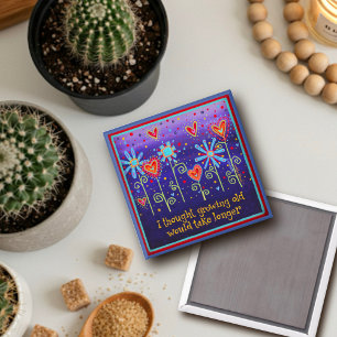 Aimant Vieille Citation pourpre Croissance Coeurs floraux