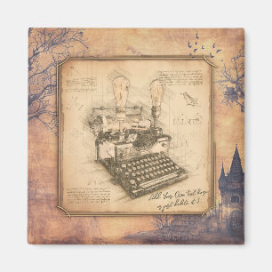 Aimant Vieille machine à écrire Vintage. Auteur / Écrivai