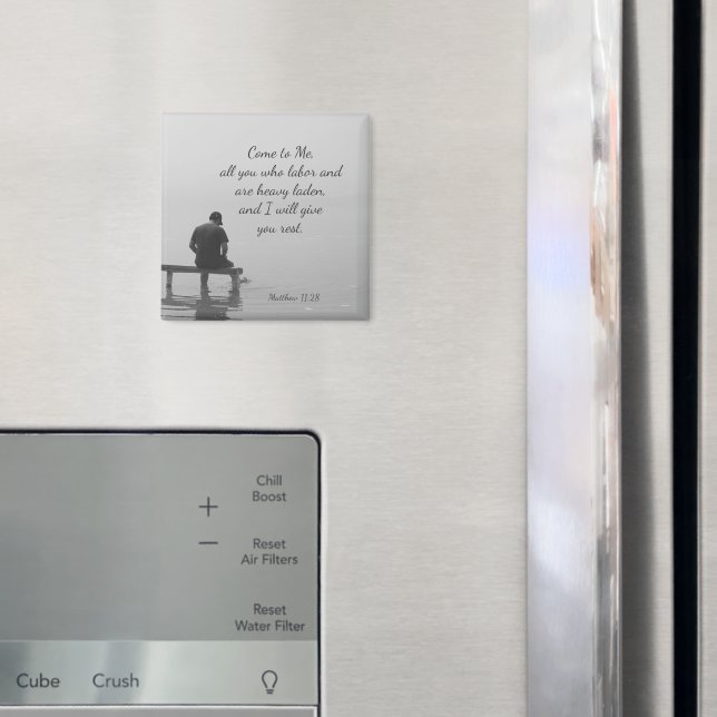 Aimant Viens à Moi, je te reposerai, Matt 11:28 (In situ (réfrigérateur))