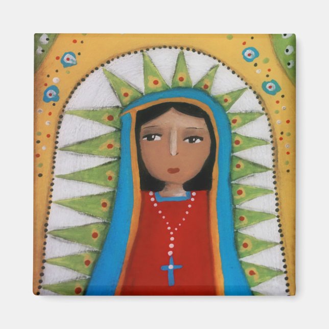 Aimant Vierge de Guadalupe sur ocre (Devant)