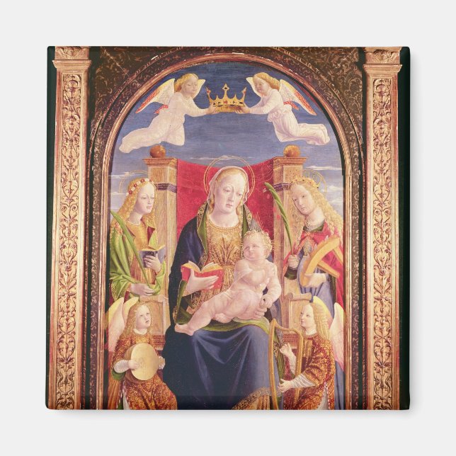 Aimant Vierge et Enfant avec des anges musiciens et des s (Devant)