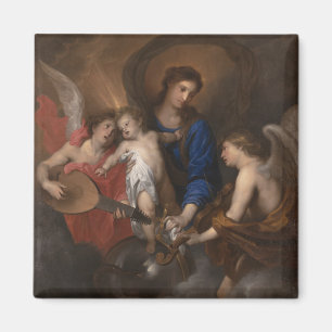 Aimant Vierge et enfant avec musique faisant des anges