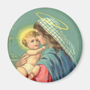 Aimant Vierge Marie et bébé Jésus   Religieux chrétien